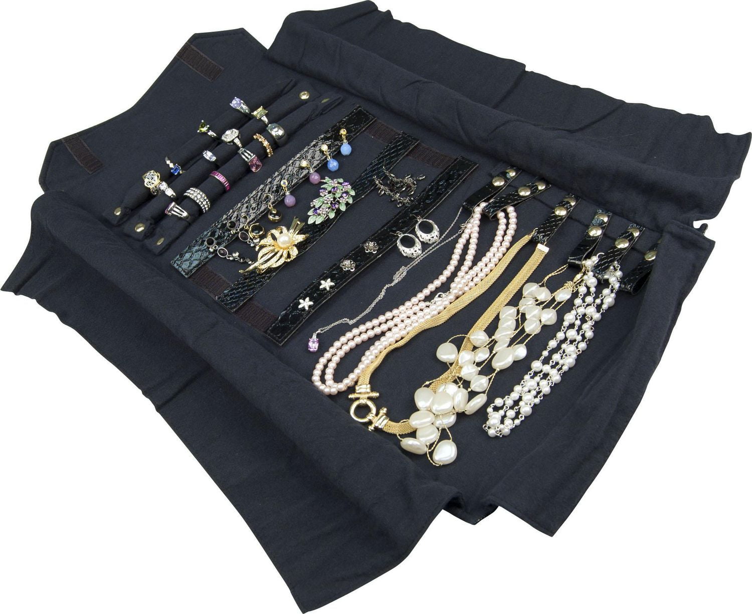 Mele and Co Rouleau à bijoux en cuir croco noir IRIS