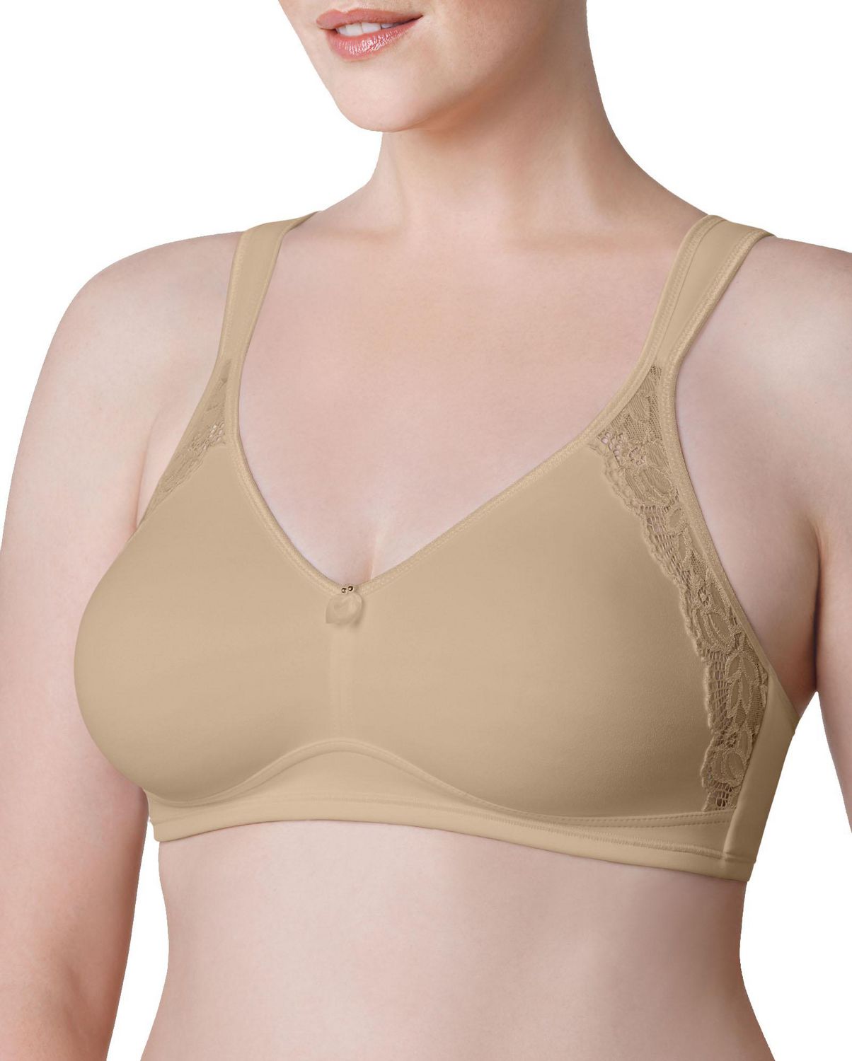 Bestform 9706233 Floral Trim Wireless Cotton Bra with Lightly-Lined Cups,  Sizes 38C-44D 
