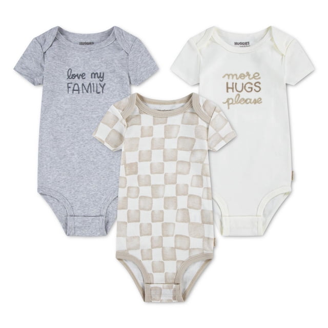Huggies Happy Hugs Infant Boy Rib Bodysuits 3-Pack