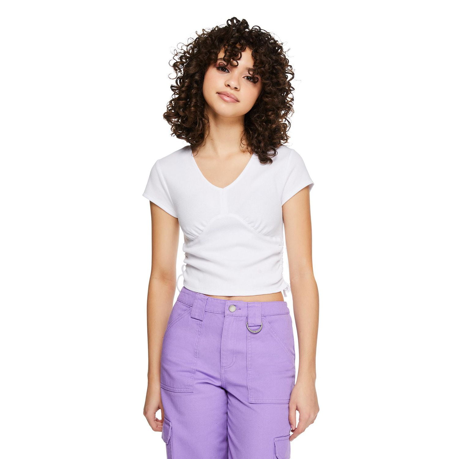 My Sister's Closet Girls' Side Ruched V-Neck Top