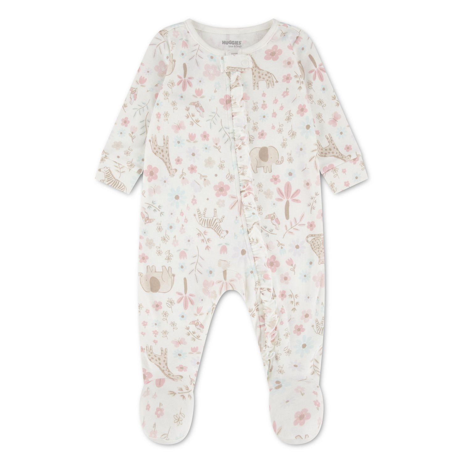 Grenouillère à pieds Huggies pour bébé fille en coton biologique