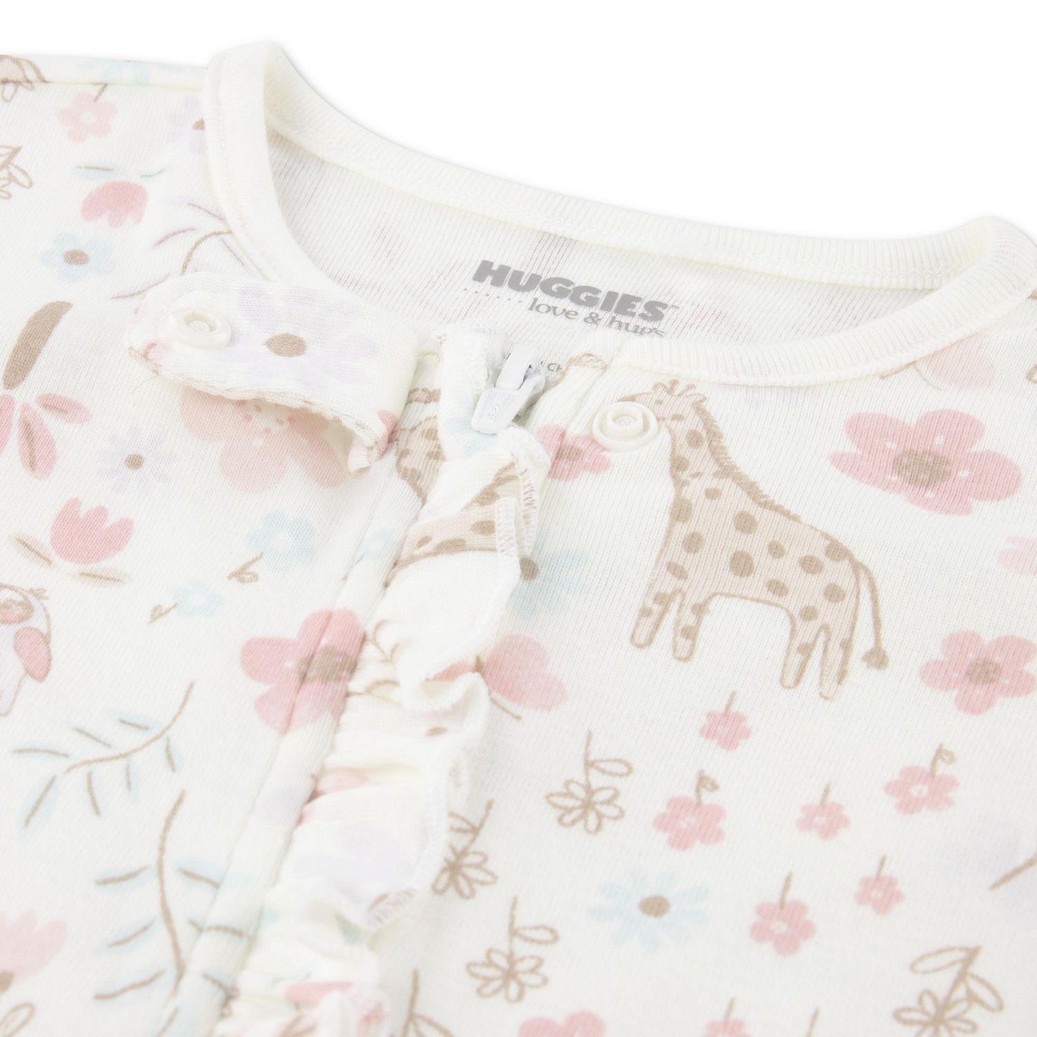 Grenouillère à pieds Huggies pour bébé fille en coton biologique
