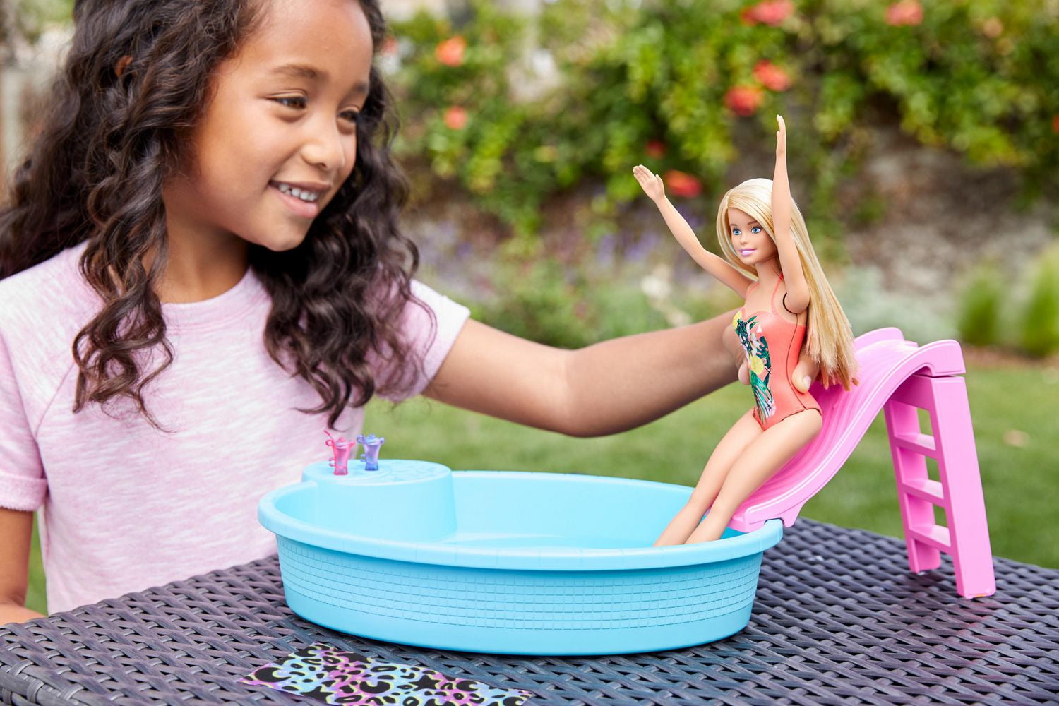 Barbie Doll Blonde and Pool Playset with Slide and Accessories Walmart