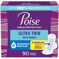 thumbnail image 1 of Poise Ultra Thin Postpartum Incontinence Pads with Wings, Moderate Absorbency, Regular Length, 90 Count, 1 of 6