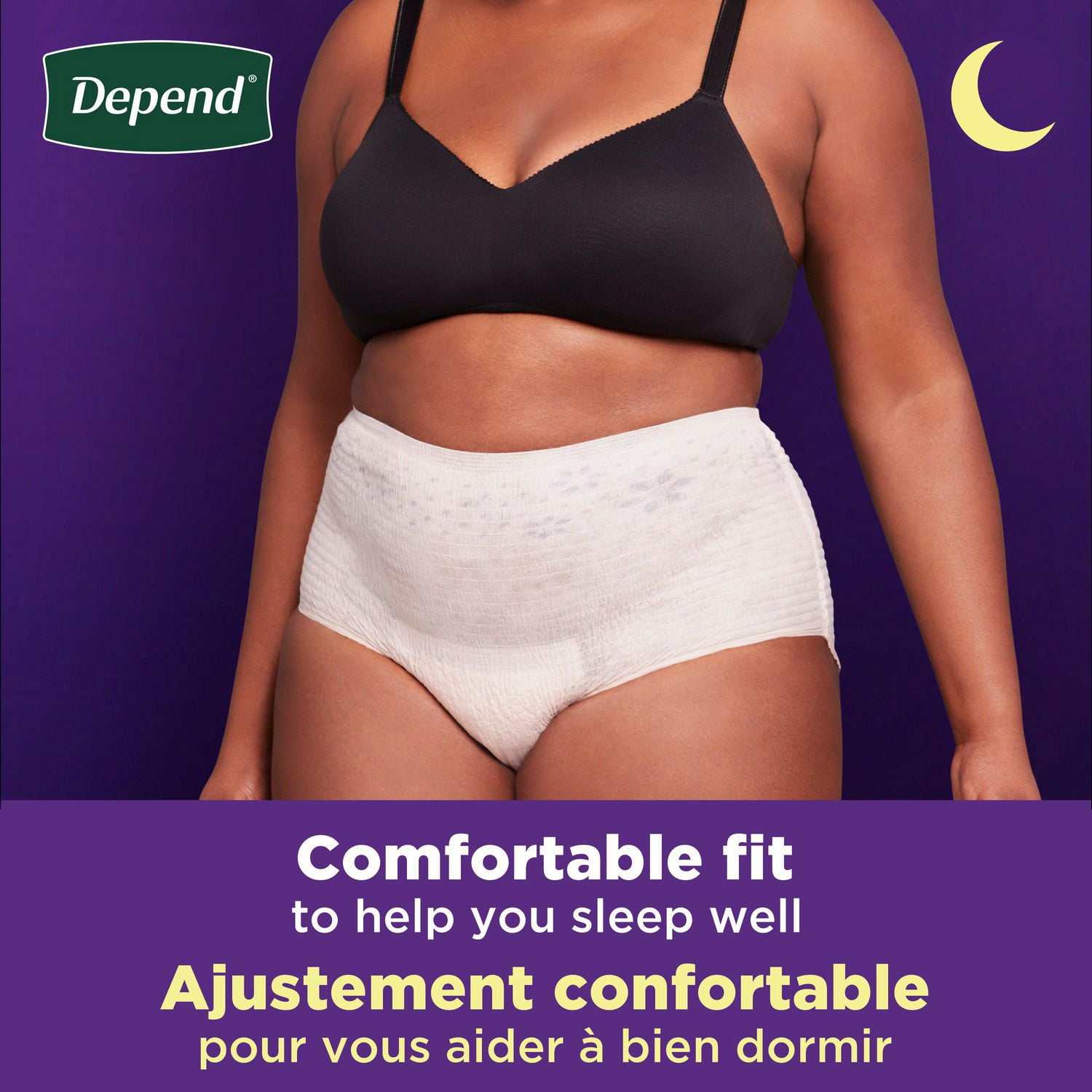 Sous-vêtements d’incontinence pour adultes Depend Night Defense pour femmes, jetables, de nuit, grand, roses, 56 unités (l’emballage peut différer)