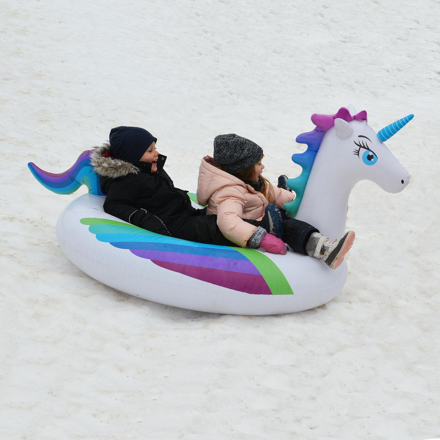 Heavy Duty Unicorn Snow Tube Double-Layer Unicorn Tube Snow Toys Outdoor Inflatable sleds for Snow SPERPAND Giant Snow Tube 