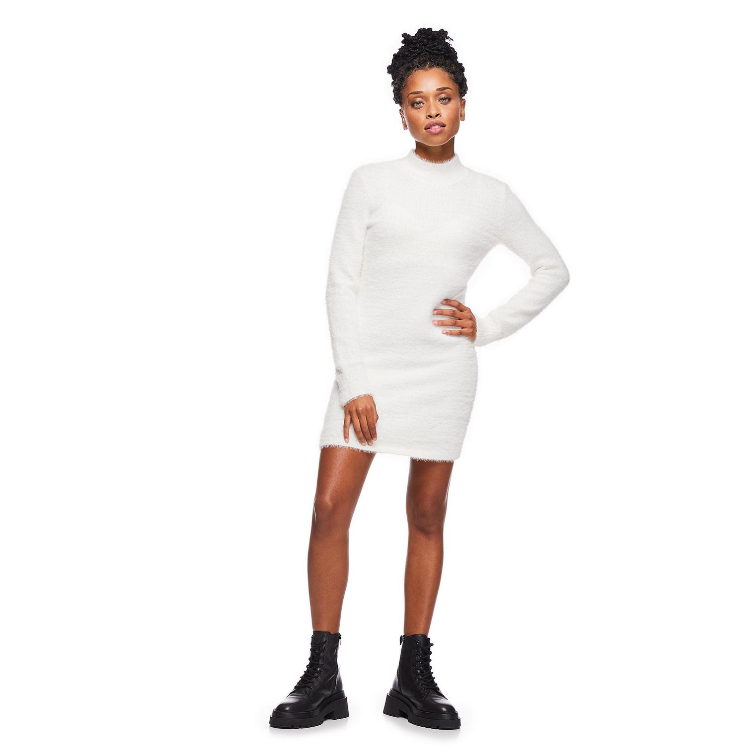 No Boundaries Women's Eyelash Sweater Dress 