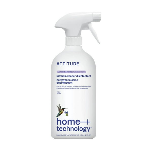 ATTITUDE home+ technology, Kitchen Cleaner Disinfectant 99.99%, Lavender & Thyme, 800 mL