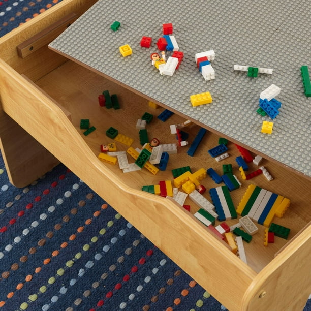 Milliard Kids Ensemble table et chaises de jeu 3 en 1 en bois avec paniers  de rangement, compatible avec les briques Lego et Duplo, table d'activité  Playset meubles avec des couleurs grises