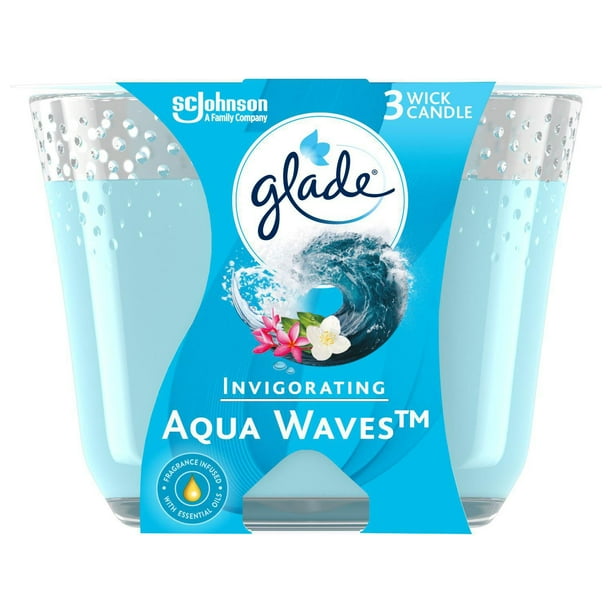 Glade® Scented Candle Air Freshener, Invigorating Aqua Waves, 1 Piece