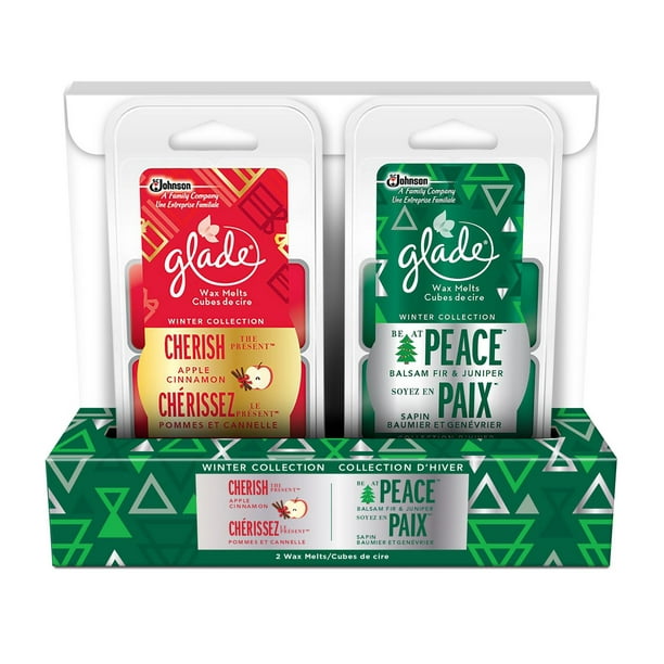 Cubes de cire de Glade® Recharges des fêtes Wax Melts, chérissez le présent/soyez en paix - emballage économique