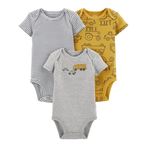 Child of Mine made by Carter's 3Pack Newborn Boys Bodysuits - Construction  
