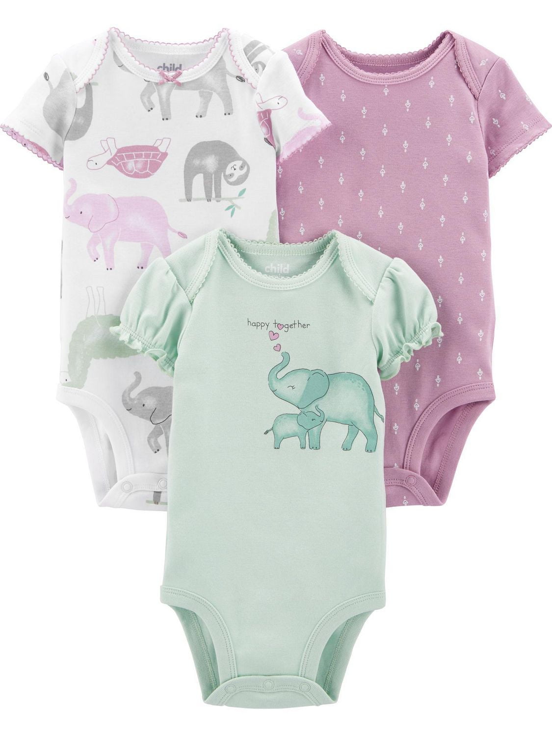 Child of Mine made by Carter's 3Pack Newborn Girls Bodysuits