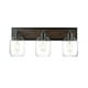 Globe Electric Williamsburg 3-Light Metal Vanity Light, Matte Black, Faux Wood Accent, Clear Glass Shades, 51708 - image 1 of 9