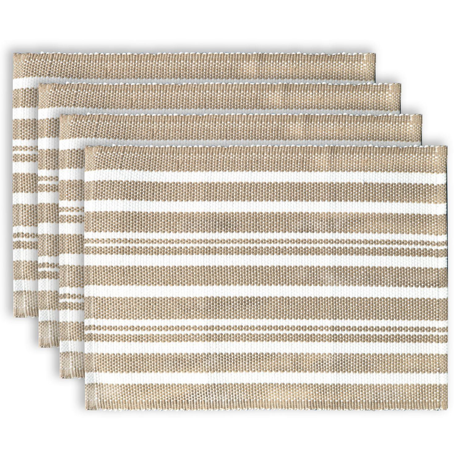 Fabstyles Broadway Stripe Cotton Placemats Set of 4 Machine Washable ...