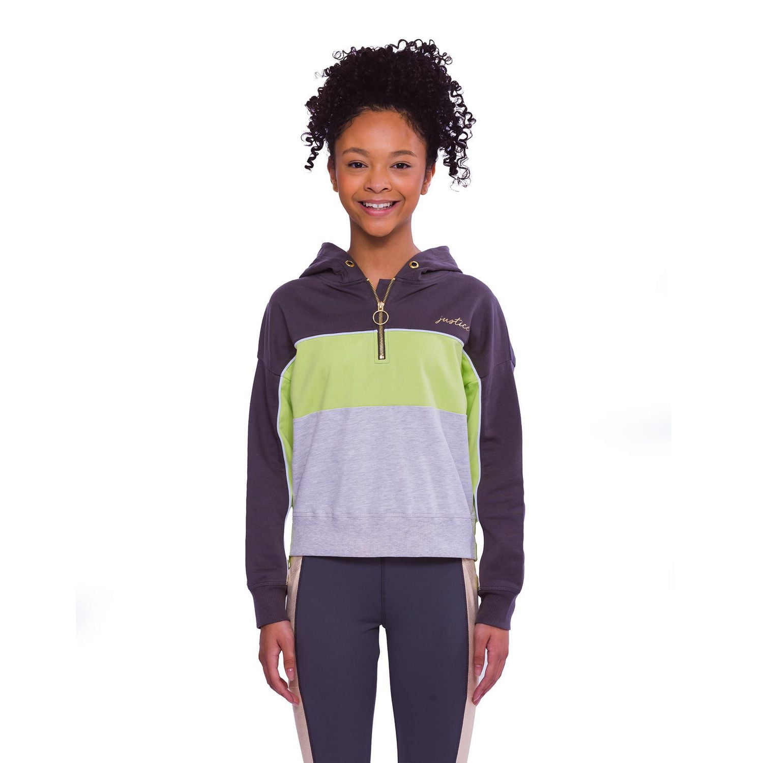 Sweat à capuche zippé Justice Name Quarter pour filles