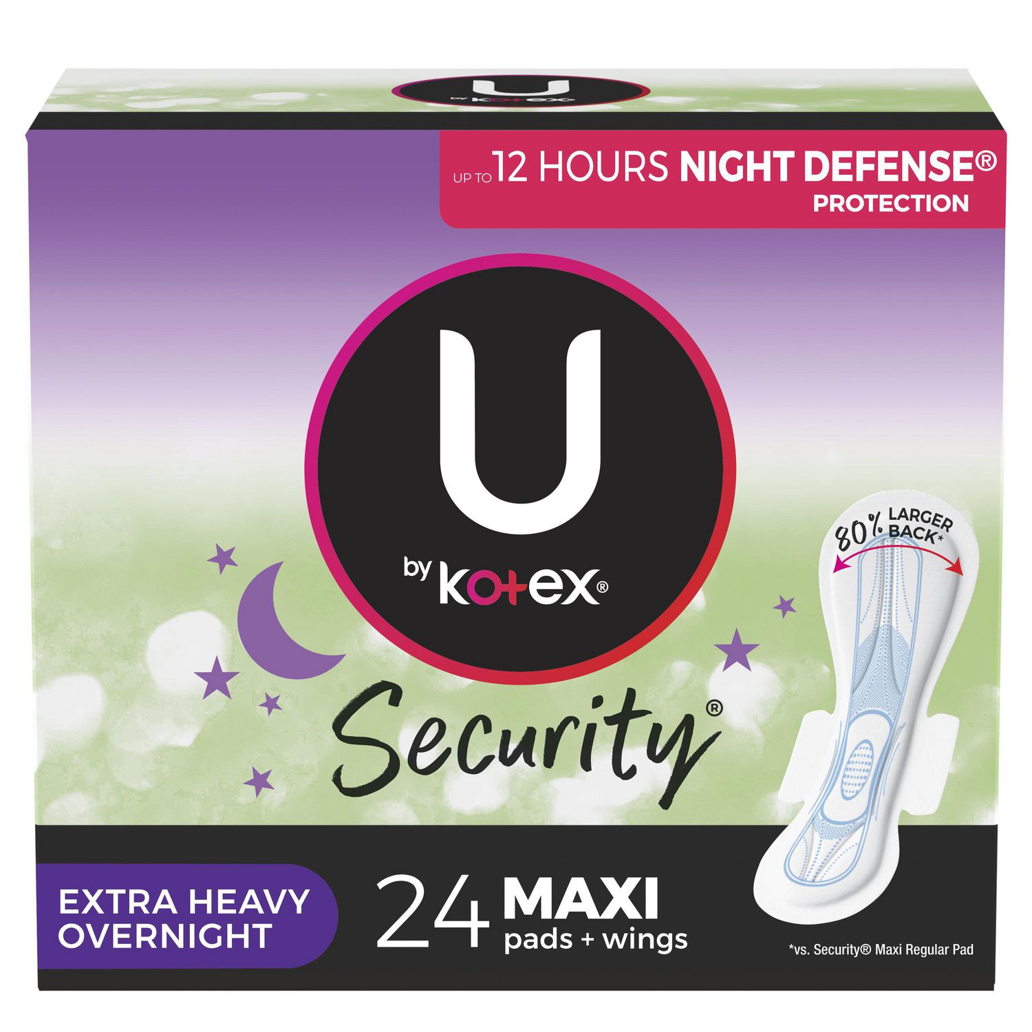 U by Kotex Security Maxi Feminine Pads with Wings, Extra Heavy