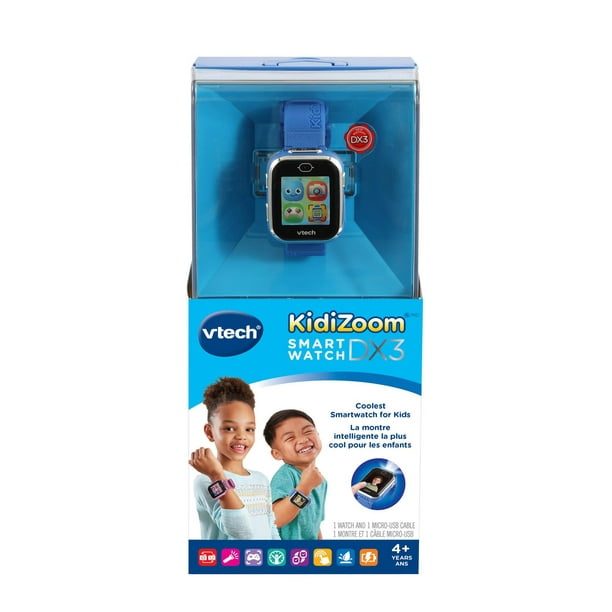 VTech KidiZoom Smartwatch DX3 avec deux appareils photo, lumière à DEL et  flash, jumelage sécurisé des montres, effets photo et vidéo, jeux, batterie