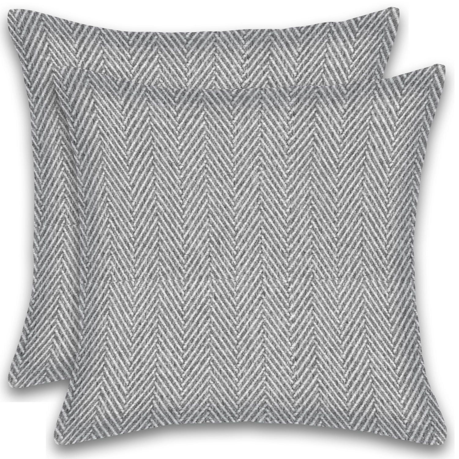 Herringbone Stripe Cotton Cushions Set of 2 Poly Filled With Zipper Machine Washable