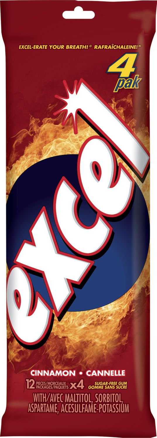 Excel Cinnamon Chewing Gum, SugarFree, 12 Pellets, Pack of 4 Walmart