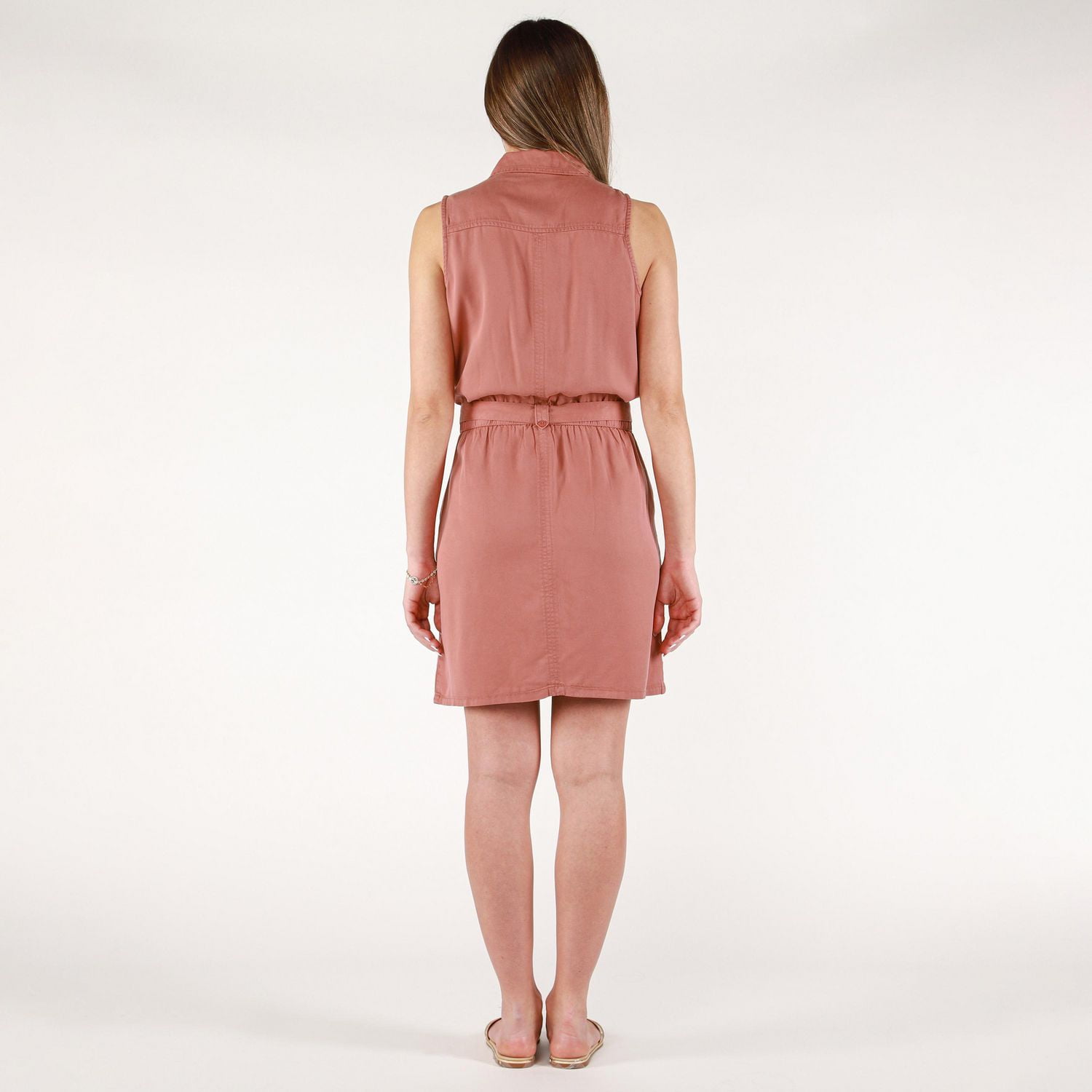 DV Mini-robe sans manches en tencel avec ceinture