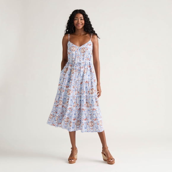 Robe à volants boutonnée avec ceinture assortie Mexx pour femme