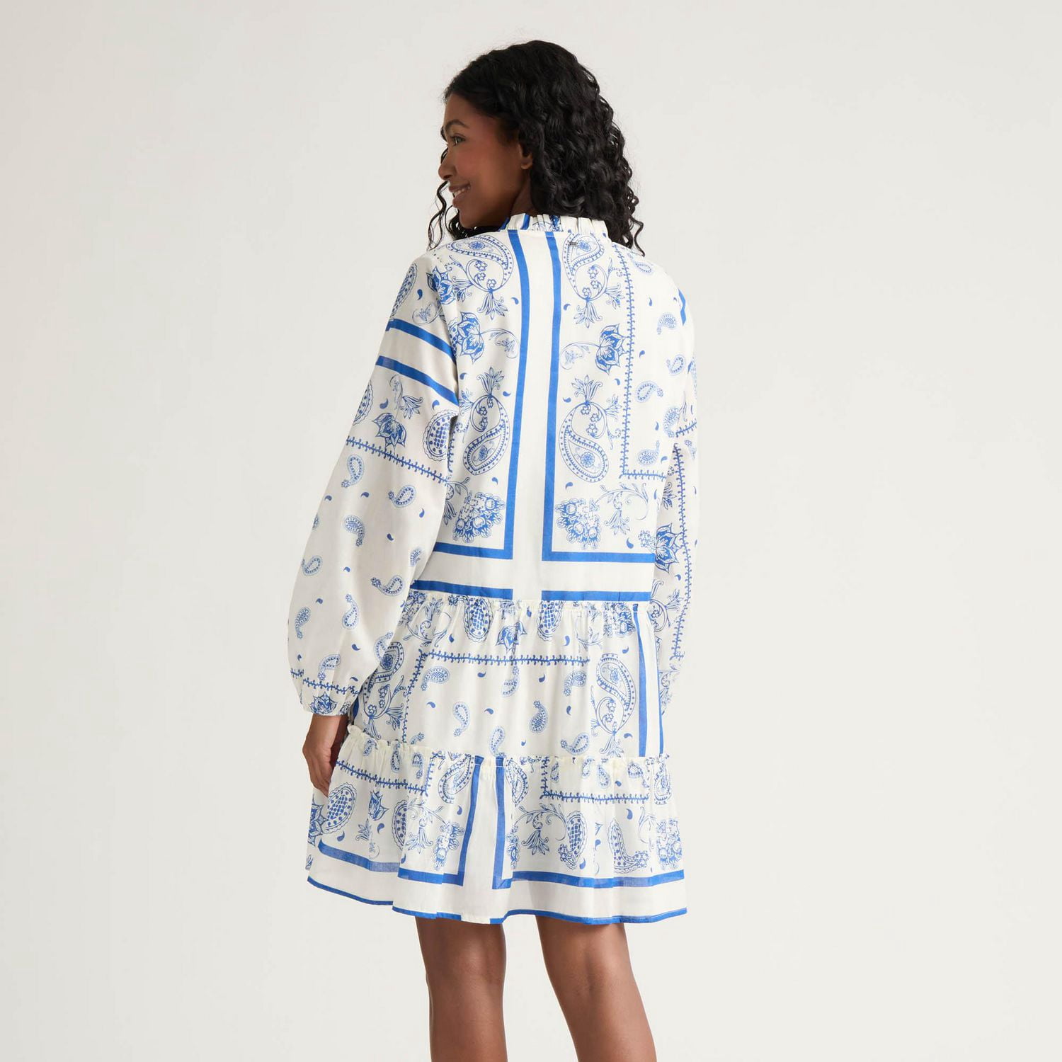 Mexx Women’s Printed Button Through Tiered Dress with Ruffles