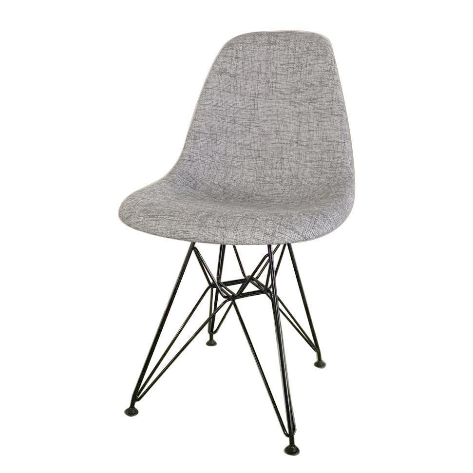 Eiffel Upholstered Chair With Black, Grey Fabric Dining Room Chairs With Black Legs