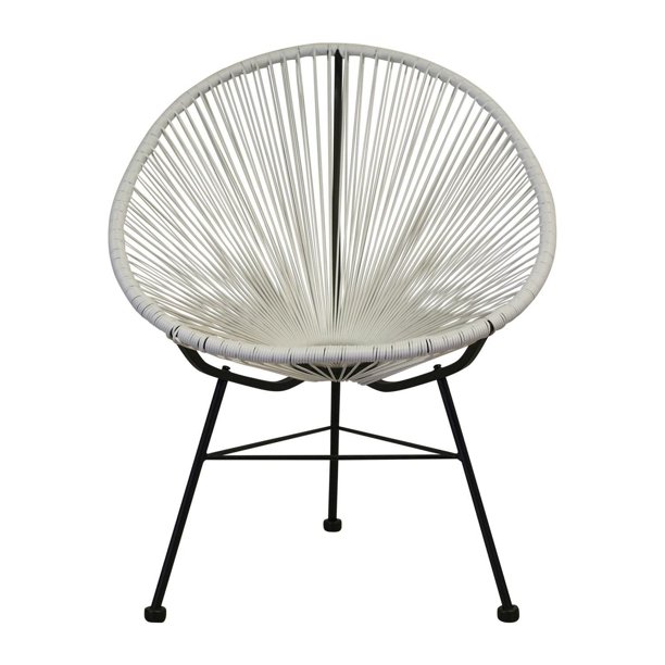 White Wire Outdoor Chair. Black Frame, Outdoor Chair. Dining Chair