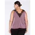 thumbnail image 2 of Devoted Taille Plus Femme Cami en satin bordé de dentelle, 2 of 2