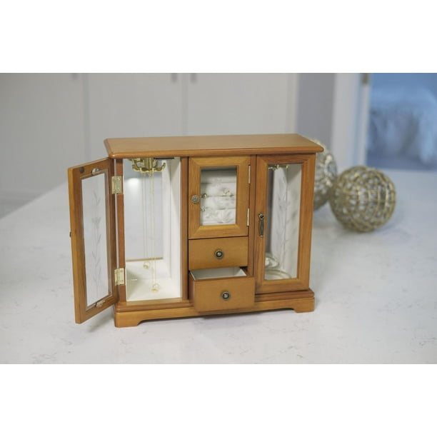 Mele and Co Richmond Walnut Finish Wooden Jewellery Box Walmart.ca