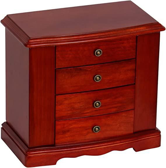 Mele and Co Harmony Cherry Finish Musical Wooden Jewellery Box