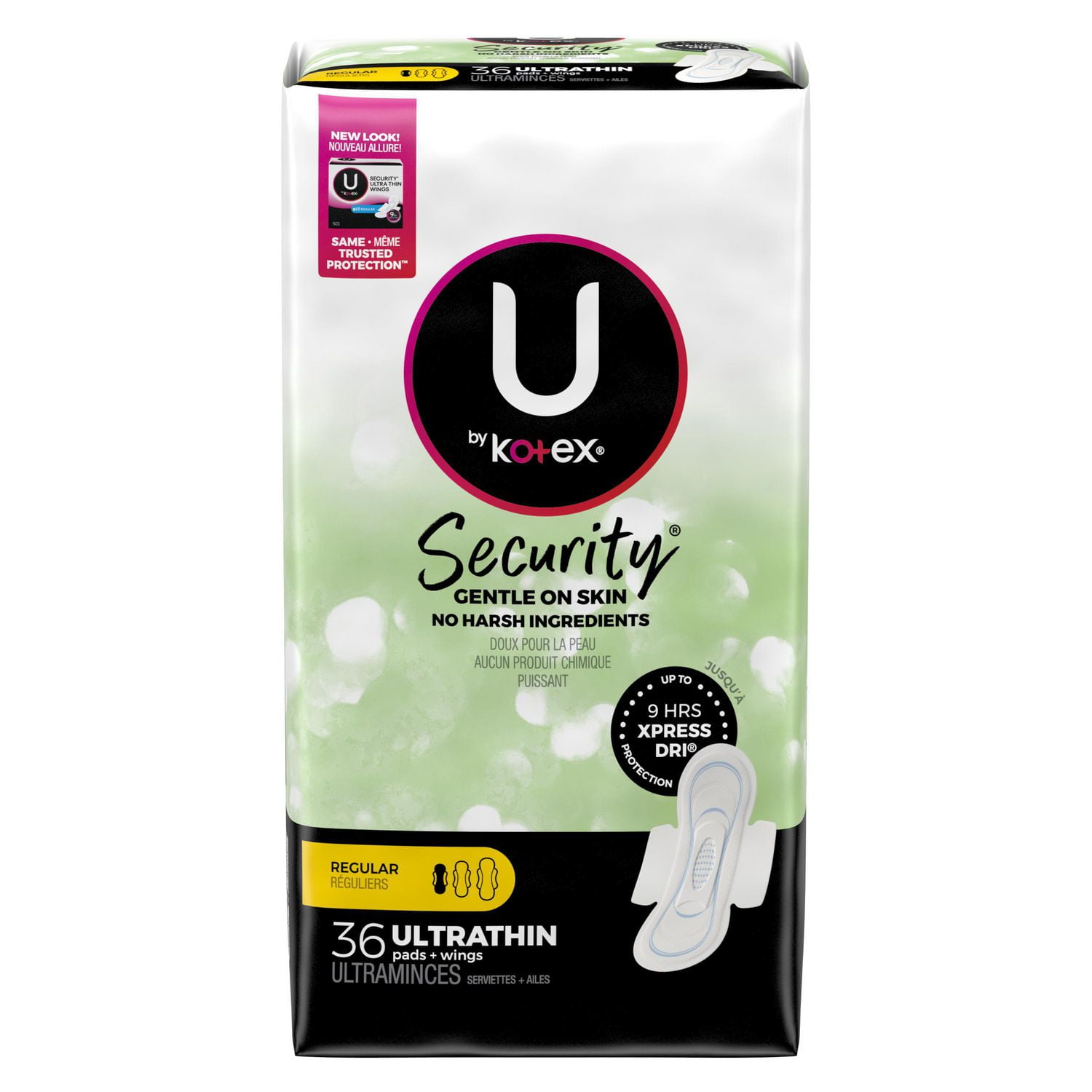 U By Kotex Security Ultra Thin Pads With Wings Regular Absorbency Walmart Canada