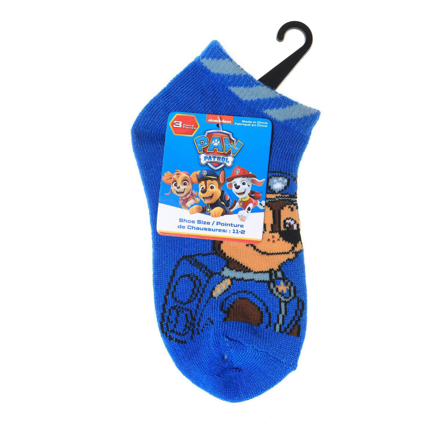 Paw Patrol Boy's 3 Pack Socks, Size 11-2 