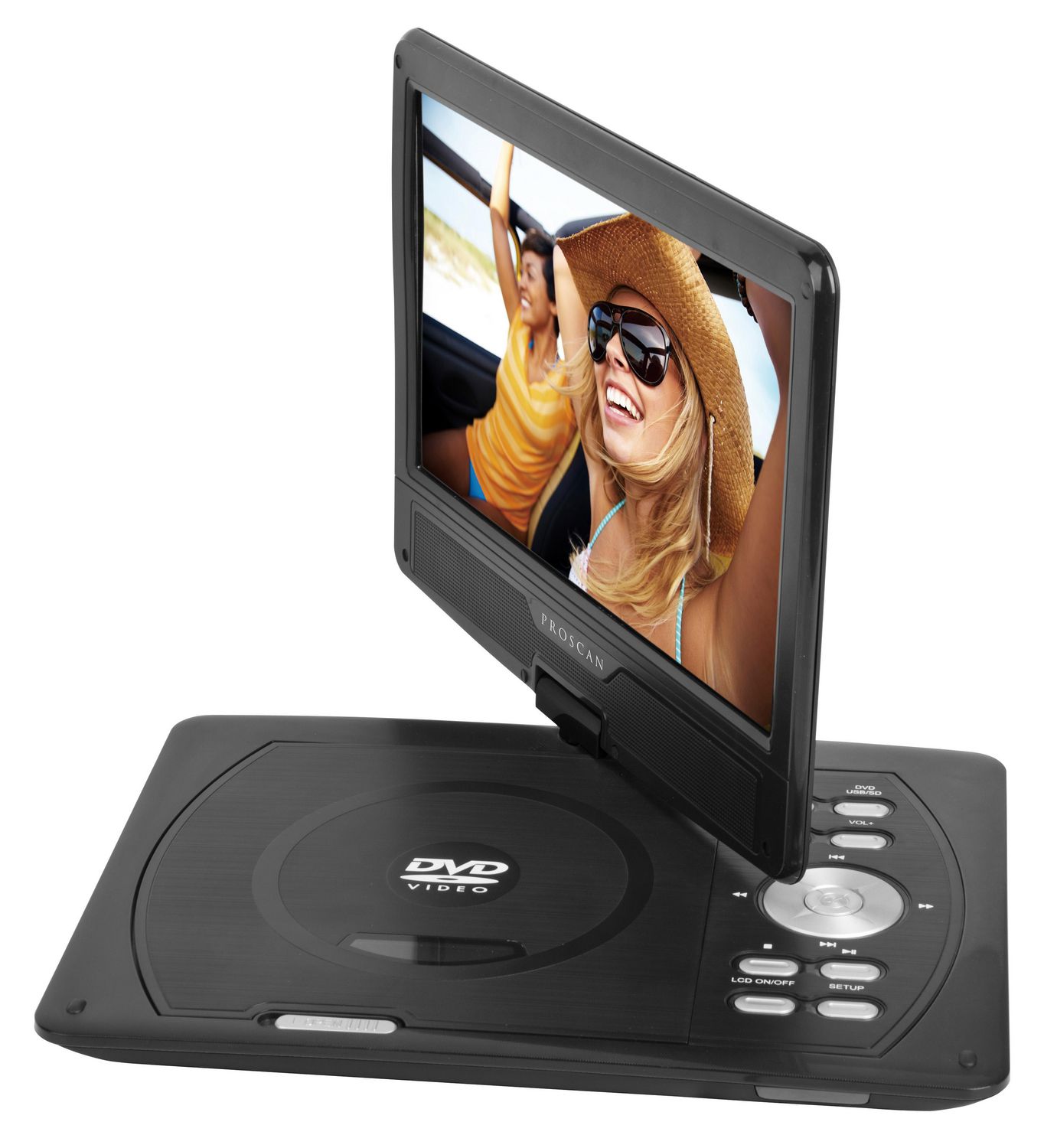 Proscan 10-in Portable DVD Player Black, Screen swivels up to 180° 