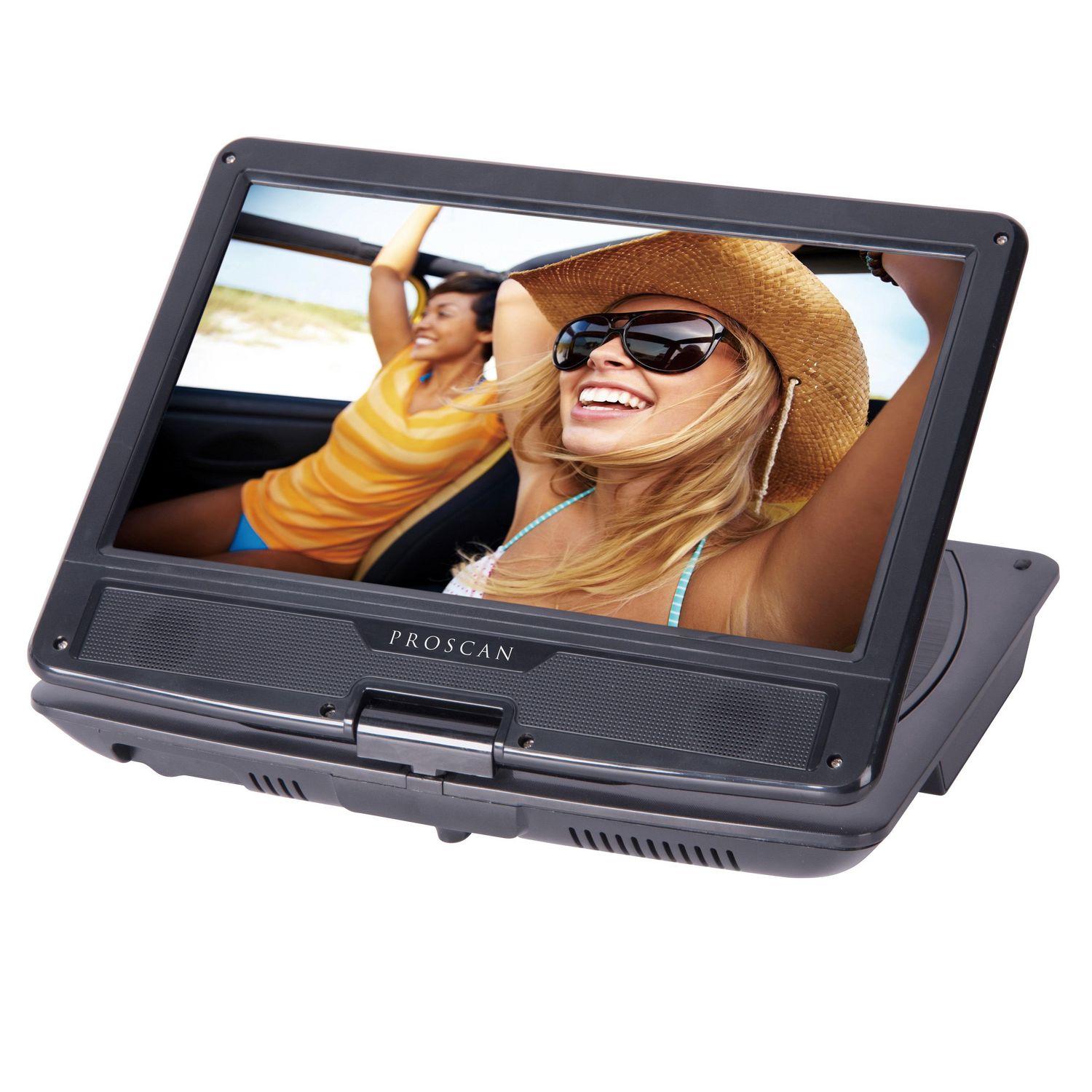 Proscan 10-in Portable DVD Player - Black, Screen swivels up to