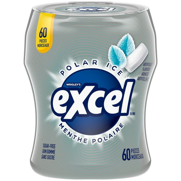 EXCEL, Polar Ice Flavoured Sugar Free Chewing Gum, 60 Pieces, 1 Bottle
