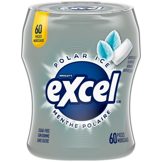 EXCEL, Menthe polaire, gomme à mâcher sans sucre, 60 morc., 1 bout.
