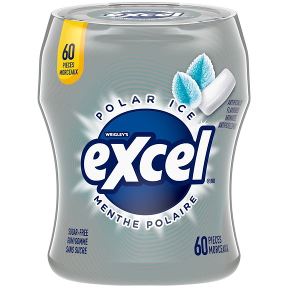 EXCEL, Polar Ice Flavoured Sugar Free Chewing Gum, 60 Pieces, 1 Bottle
