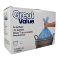 thumbnail image 1 of Great Value Ty-Up Flaps® Large Blue Transparent Recycling Bags, 1 of 1
