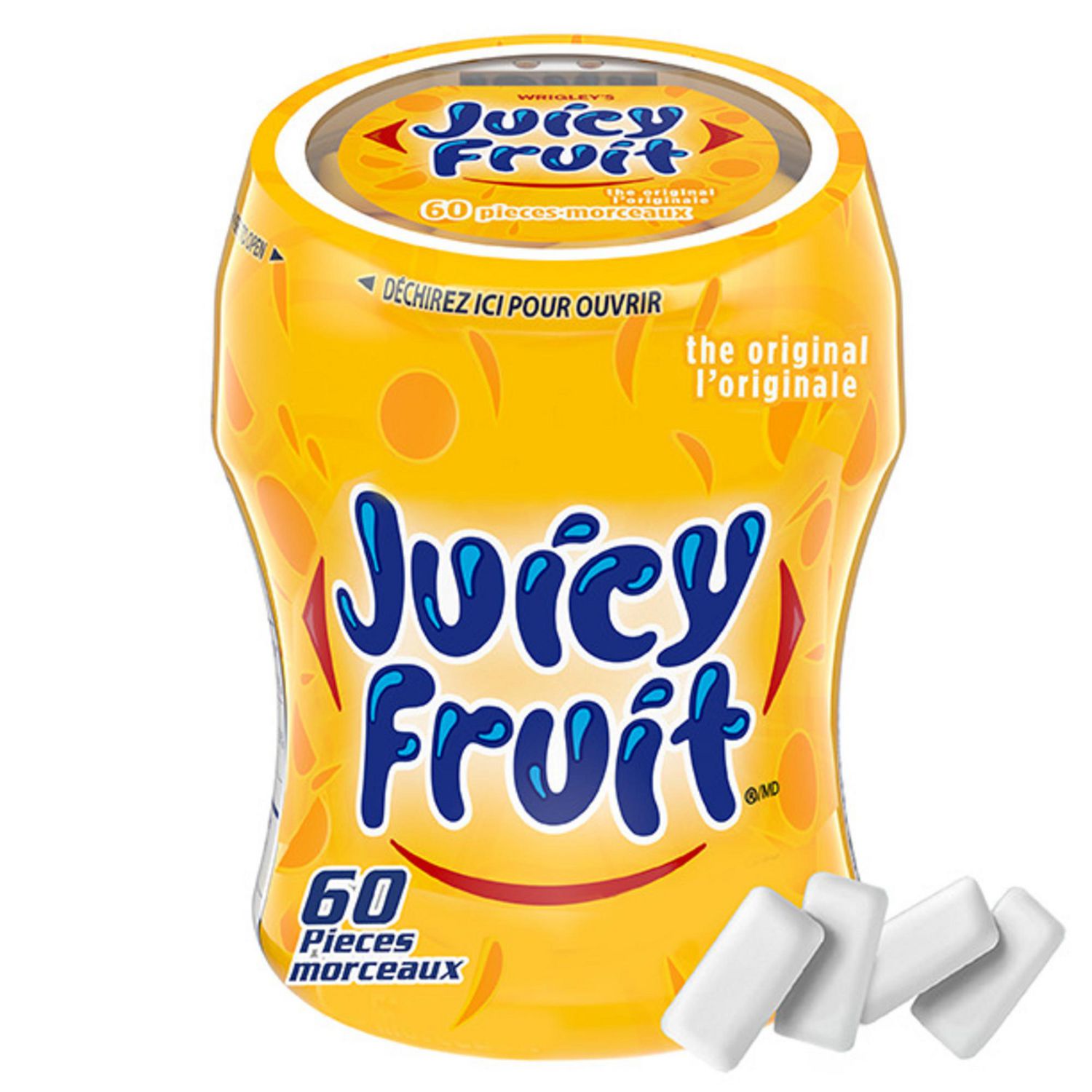 JUICY FRUIT, Fruit Flavoured Chewing Gum, 60 Pieces, 1 Bottle, 1