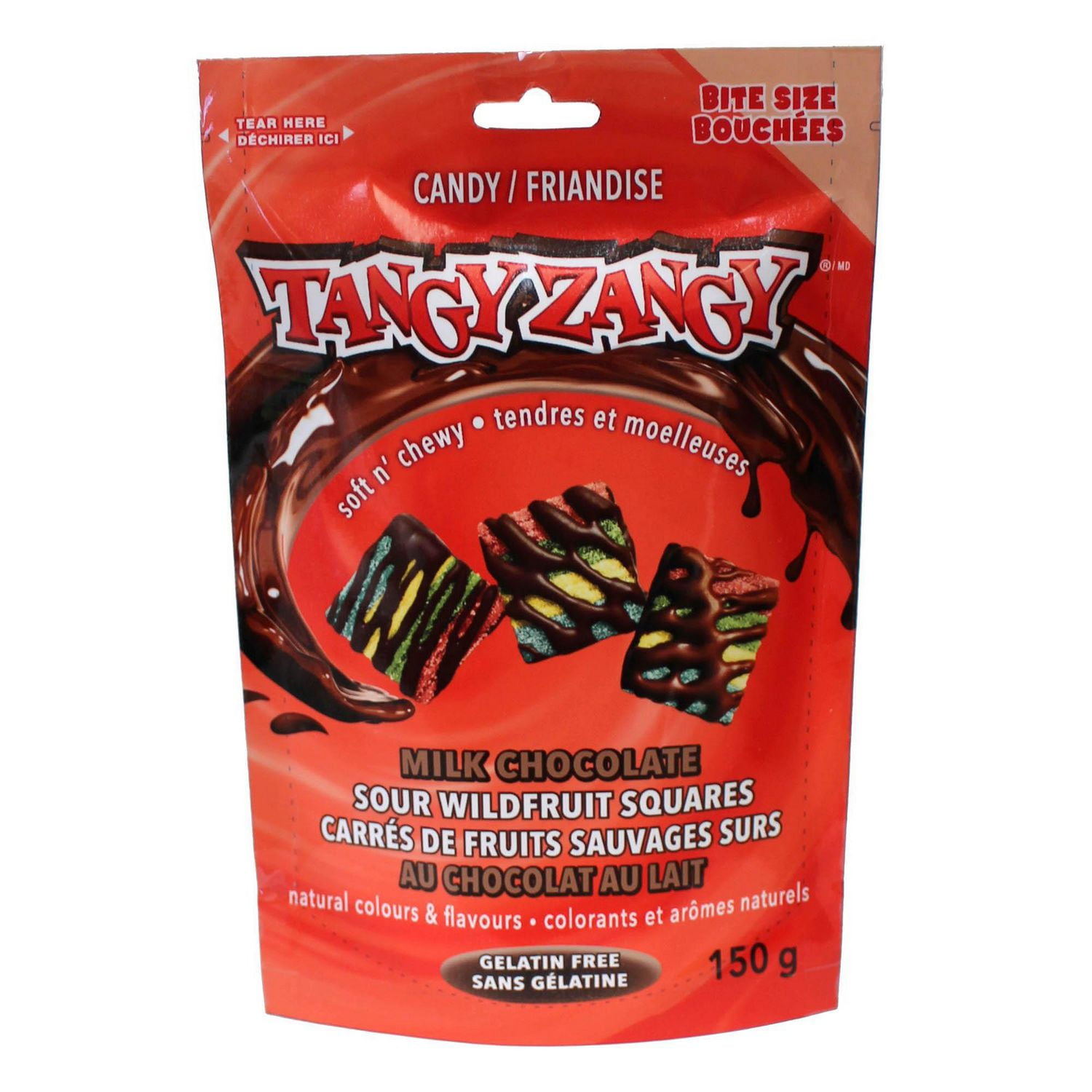 Tangy Zangy Milk Chocolate Sour Wild Fruit Squares candy Walmart Canada