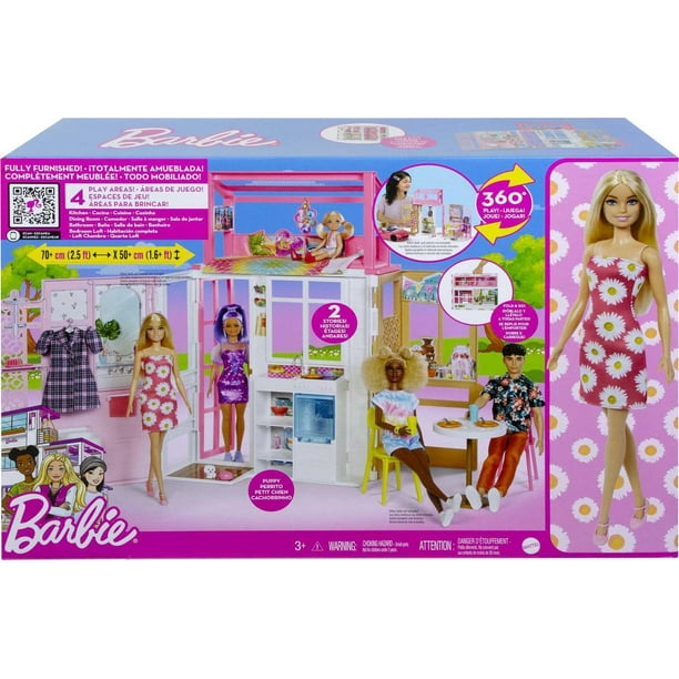 Maison de barbie arc-en-ciel transportable avec une barbie princesse .
