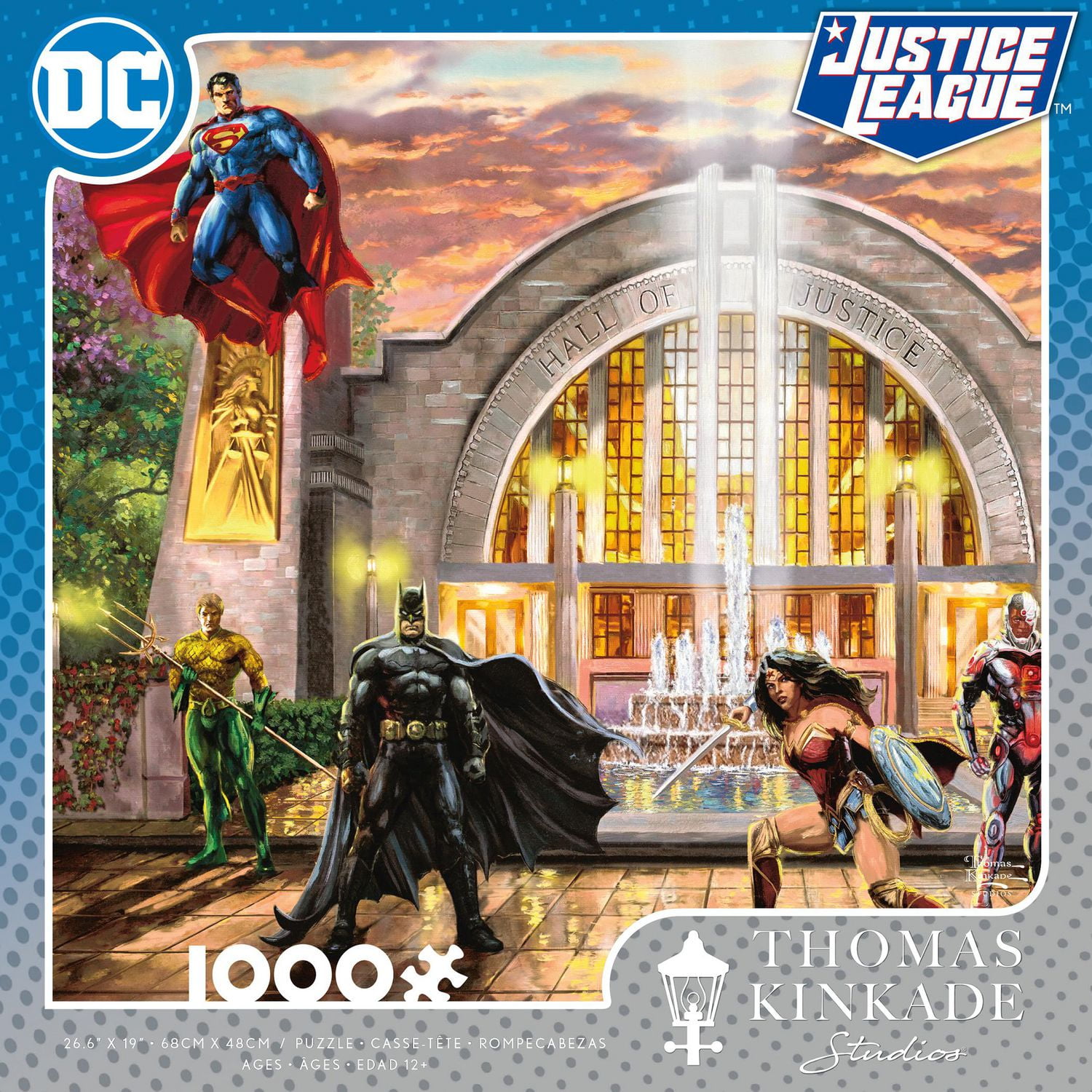 NEW 2024 Lot Of 3 Thomas Kinkade DC Comics Justice League 1000pc Jigsaw Puzzle USA