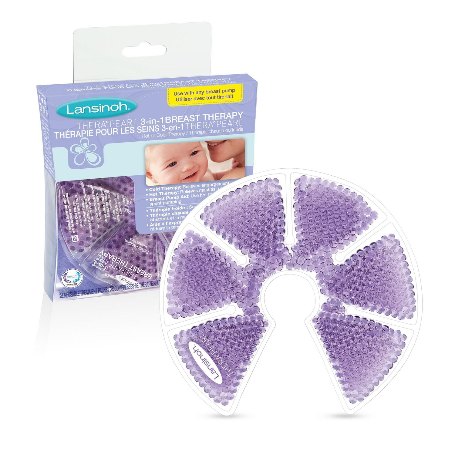 2 Count Lansinoh Thera Peral 3 in 1 Breast Therapy Reusable Treatment Packs