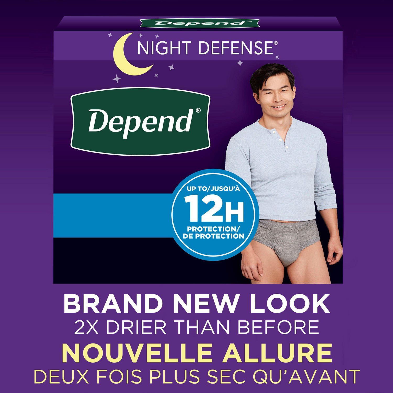 Depend Night Defense Adult Incontinence Underwear for Men, Disposable, Overnight, Large, Grey, 56 Count (Packaging May Vary)