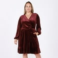 thumbnail image 1 of Devoted Women’s Plus size Ruffled Hem Velvet Wrap Dress, 1 of 3