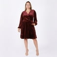thumbnail image 2 of Devoted Women’s Plus size Ruffled Hem Velvet Wrap Dress, 2 of 3