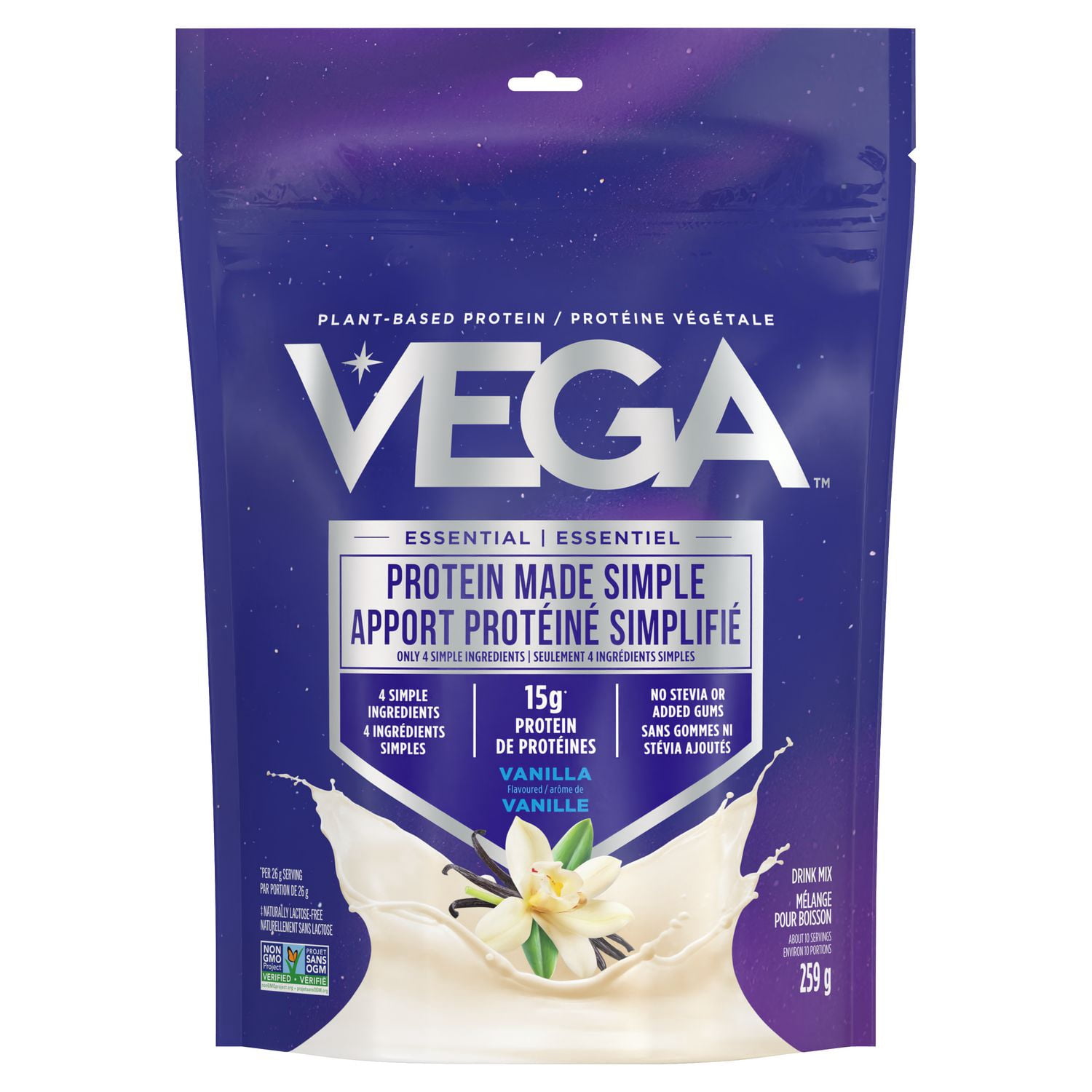 Vega Protein Made Simple - Plant Based Protein Powder - Vanilla, 259g, 15g of protein per serving