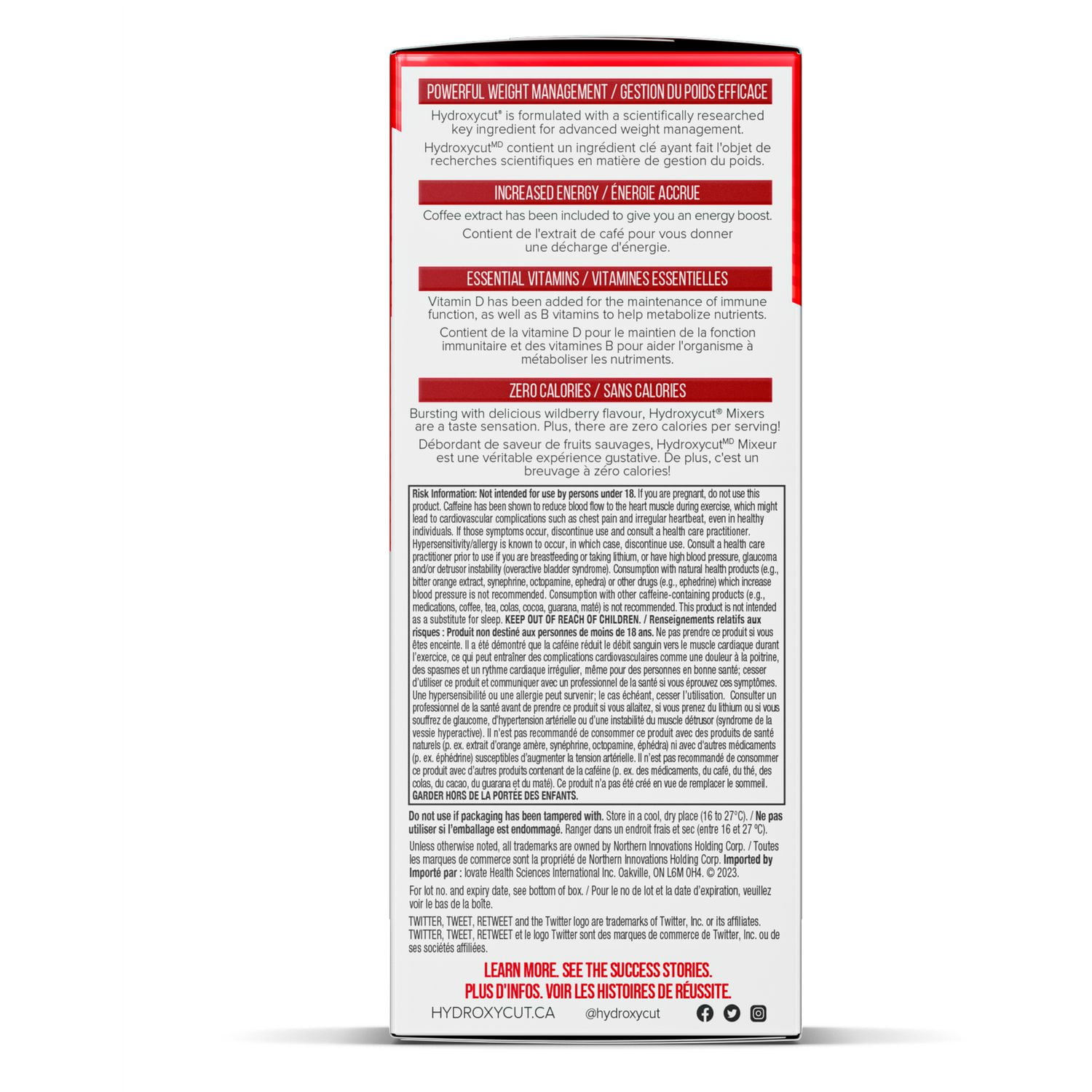 Mélangeurs Hydroxycut mélange de boisson instantanée de gestion du poids, saveur de Bellini de baie sauvage, 21ct 53 g, 21 portions